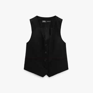 Zara Black Button-Front Tailored Vest